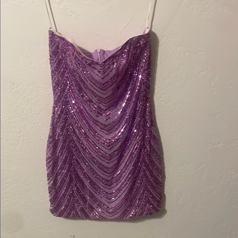 Elegant Purple Sequin Dress